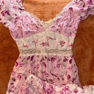 Alter’d State Darianne Romantic Pink Floral Lace-Trim maxi